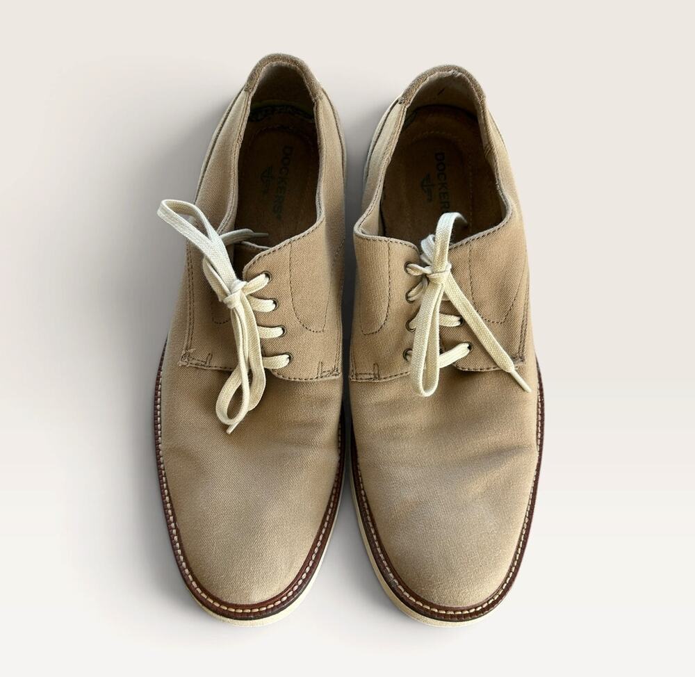 Dockers Men's Size 9 Khaki Canvas Lace-Up Oxford Casual Shoes